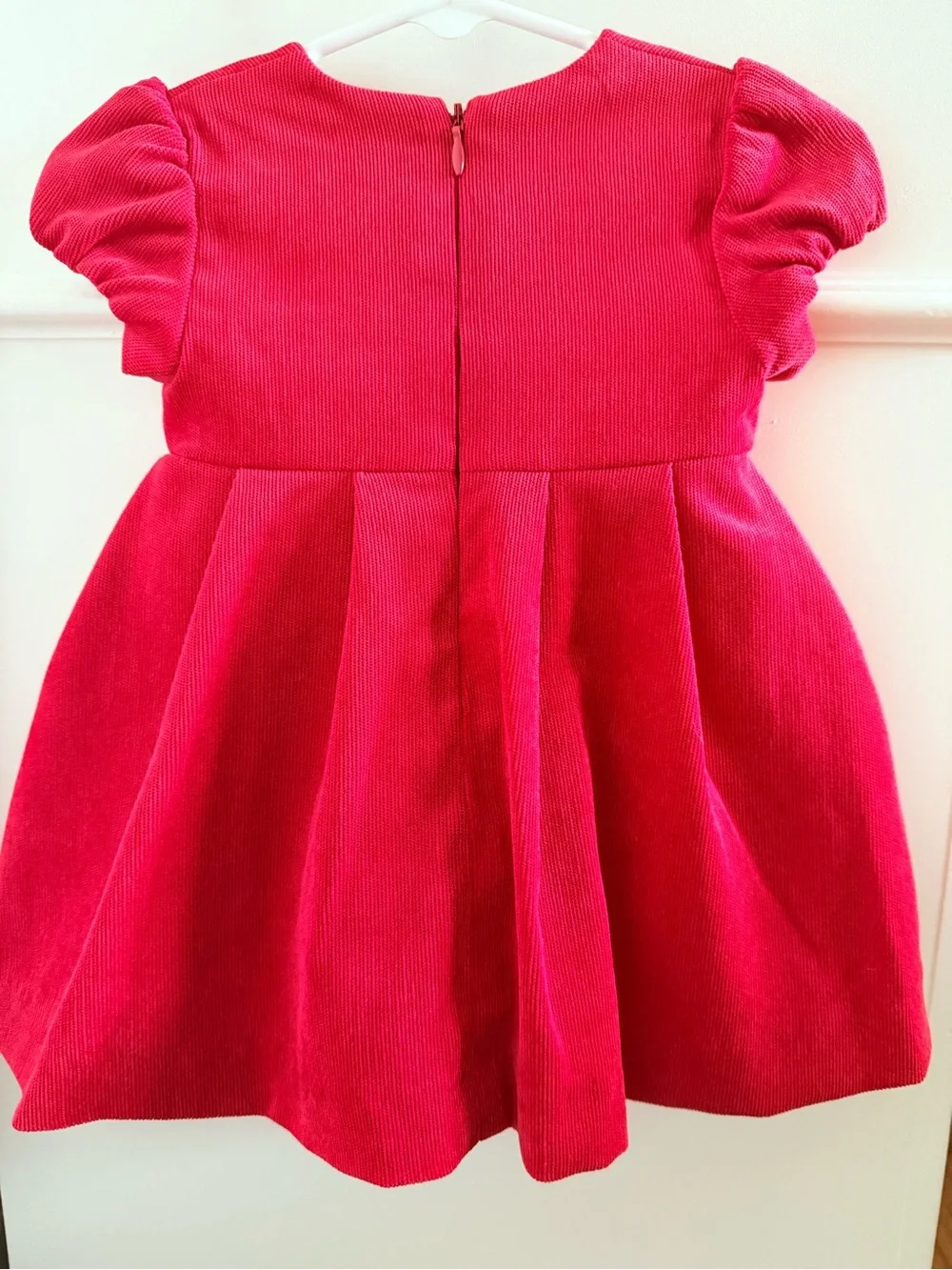 Mayoral Baby Girl 9M Red Corduroy Christmas Holiday Dress Spain Puff Sleeve